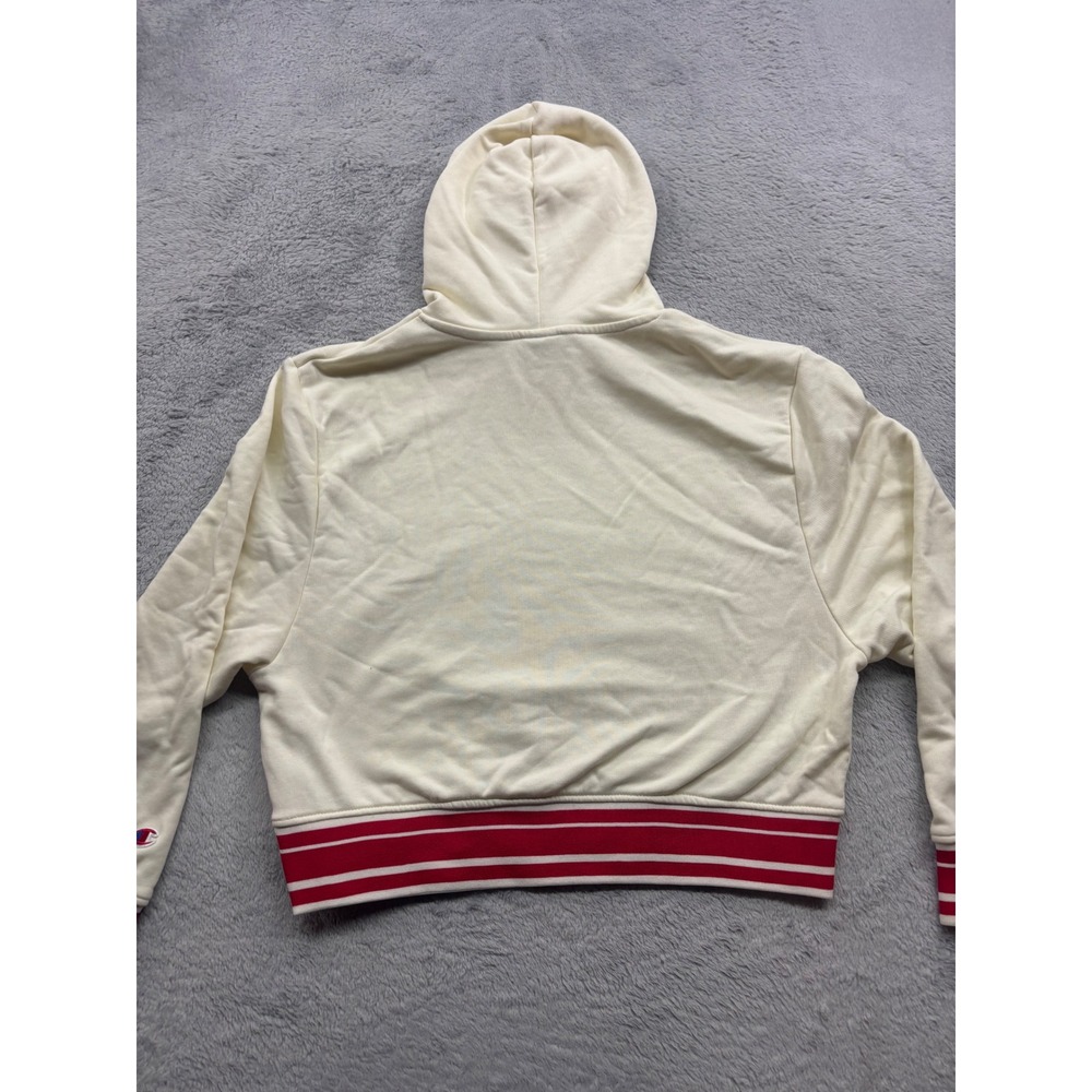 Champion Buffalo Bills NFL Women Cropped Hoodie Cream Red Small T2382 NEW - Picture 2 of 4